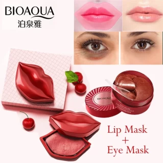 Bioaqua 60Pcs Eye Mask & 20 Pcs Lip Mask Hydrating Moisturizing Eye And Lip Mask Anti Against Dark Circles