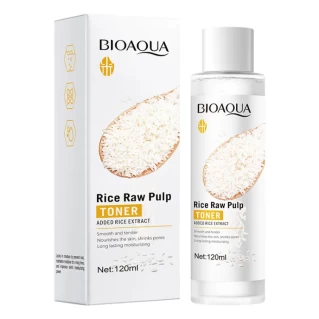 Bioaqua Rice RAW Pulp Toner Added Extract Replenishing long lasting shrink pores nourishes the skin smooth and tender Moisturizing Brightening Care Softening Water 12OML