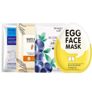 BIOAQUA Pack Of 4(Rice-Wonder-Egg-Acne)Sheet Mask