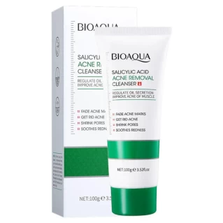 BIOAQUA Salicylic Acid Acne removal cleanser acne marks fading pores shrinking redness soothing oil controlling facial cleanser 100g