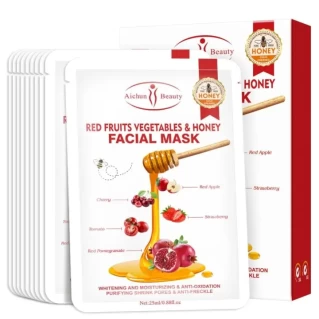 Aichun Beauty 1 Pcs Moisturizing & Anti-Freckle Red Fruits Vegetables & Honey Facial Mask