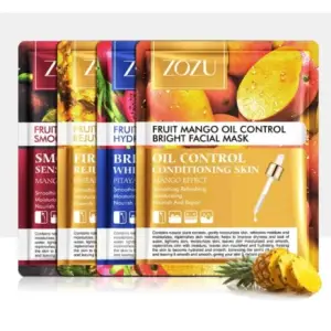 ZOZU 4 Pcs Fruit Sheet Mask Skin Care Korean Facial Anti-Aging Oil-Control (4 Mask)