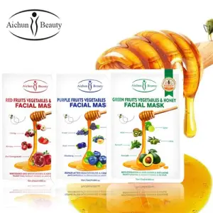 Aichun Beauty Pack of 3 Fruit Vegetables & Honey Anti-Aging Anti Acne Face Sheet Mask